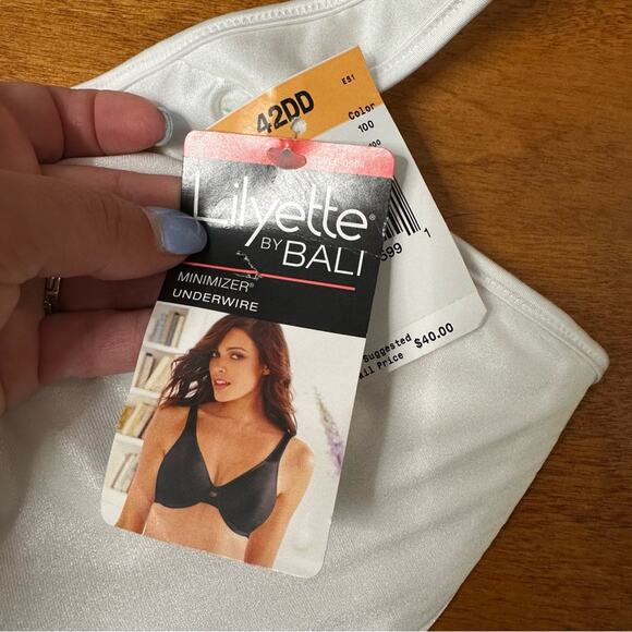 Lilyette by Bali Bra Women’s Size 42DD White Minimizer Underwire Soft Classic - Picture 3 of 11